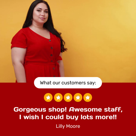 Platilla de diseño Clothing Shop Customer Review Animated Post