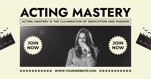Acting Masterclass Announcement with Attractive Actress Facebook AD Design Template