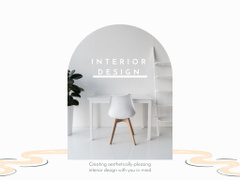 Calm Interior Design on Grey Background
