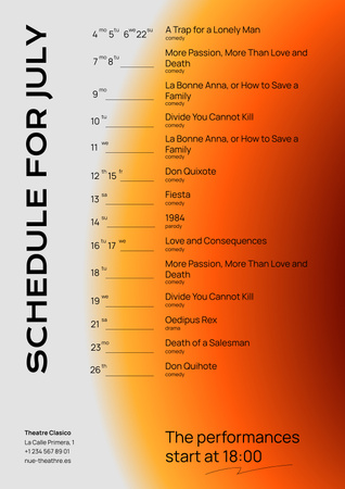Theatrical Show Announcement with Orange Gradient Poster tervezősablon