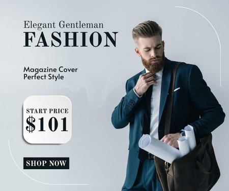Handsome Man in Elegant Suit Facebook Design Template