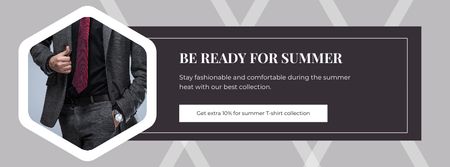 Template di design Annuncio di abbigliamento maschile per affari estivi Facebook cover