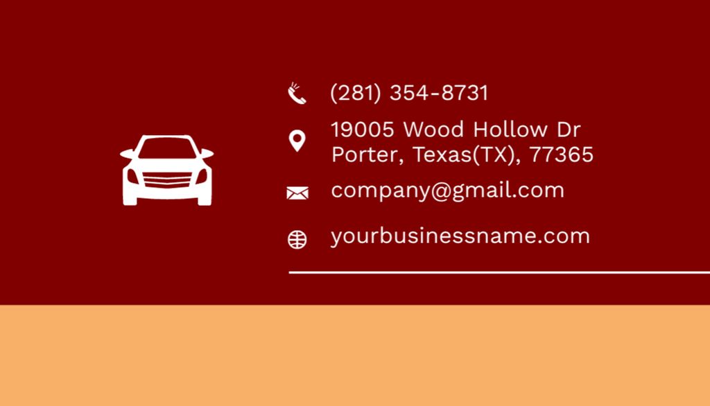 Car Service Contacts and Information on Red Business Card US – шаблон для дизайна