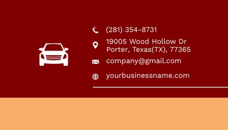 Car Service Contacts and Information on Red Business Card US Design Template