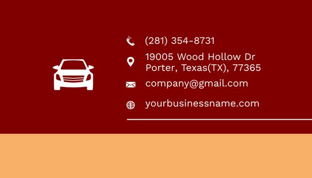 Car Service Contacts and Information on Red Business Card USデザインテンプレート