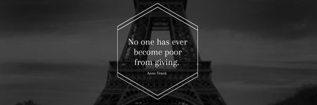 Ontwerpsjabloon van Email header van Citaat over vrijwilligerswerk met de donkere Eiffeltoren