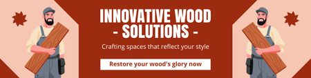Anúncio de soluções inovadoras para madeira Twitter Modelo de Design