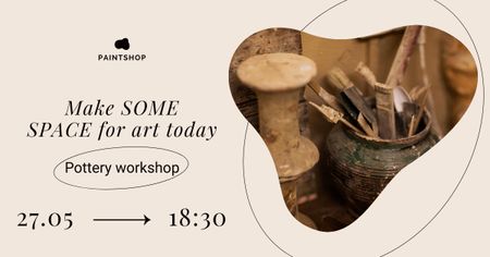 Pottery Workshop Announcement Facebook AD Modelo de Design