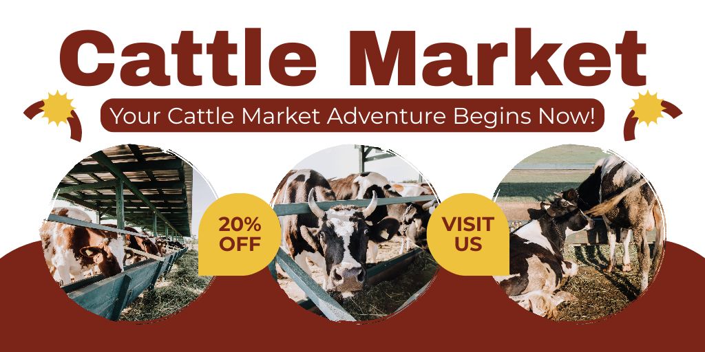 Designvorlage Buy Animals for Your Livestock at Cattle Market für Twitter