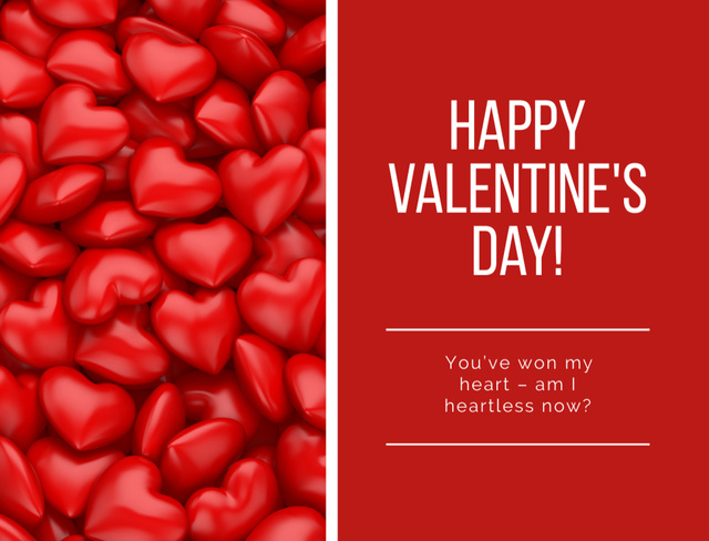 Happy Valentine's Day Greeting with Hearts Postcard 4.2x5.5in Šablona návrhu