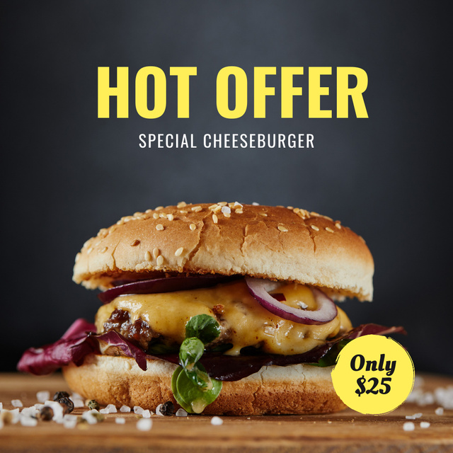 Designvorlage Special Sale Offer of Grilled Cheese Burger für Instagram