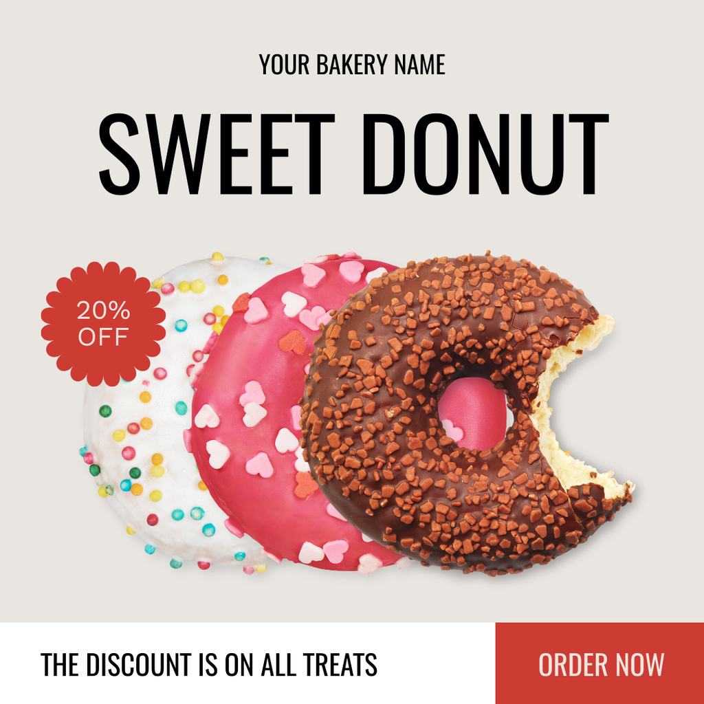 Sweet Donuts of Different Flavors and Tastes Instagram Πρότυπο σχεδίασης