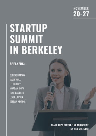 Platilla de diseño Startup Summit with Businesswoman Poster