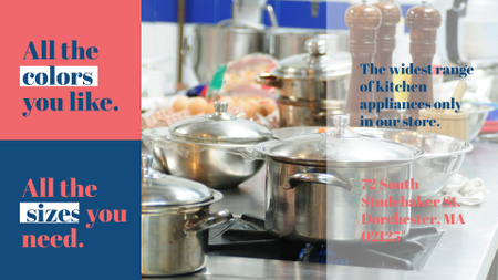 Kitchen Utensils Store Ad Pots on Stove FB event cover Modelo de Design