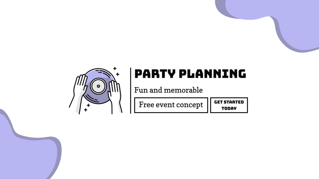Party Planning Services Ad with Illustration of Vinyl Youtubeデザインテンプレート