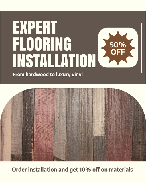 Ontwerpsjabloon van Instagram Post Vertical van Advanced Level Hardwood Floor Installation At Half Price