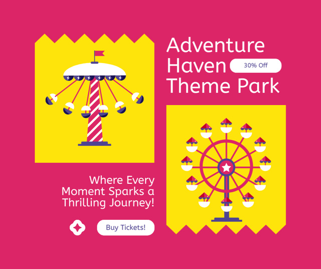 Ontwerpsjabloon van Facebook van Adventure Haven Theme Park With DIscount On Pass