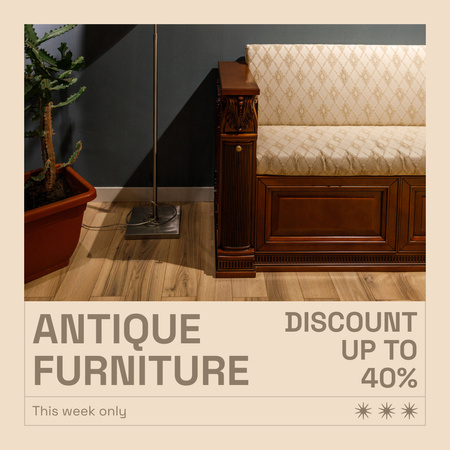Sofá de madeira da era passada com oferta de descontos Instagram AD Modelo de Design