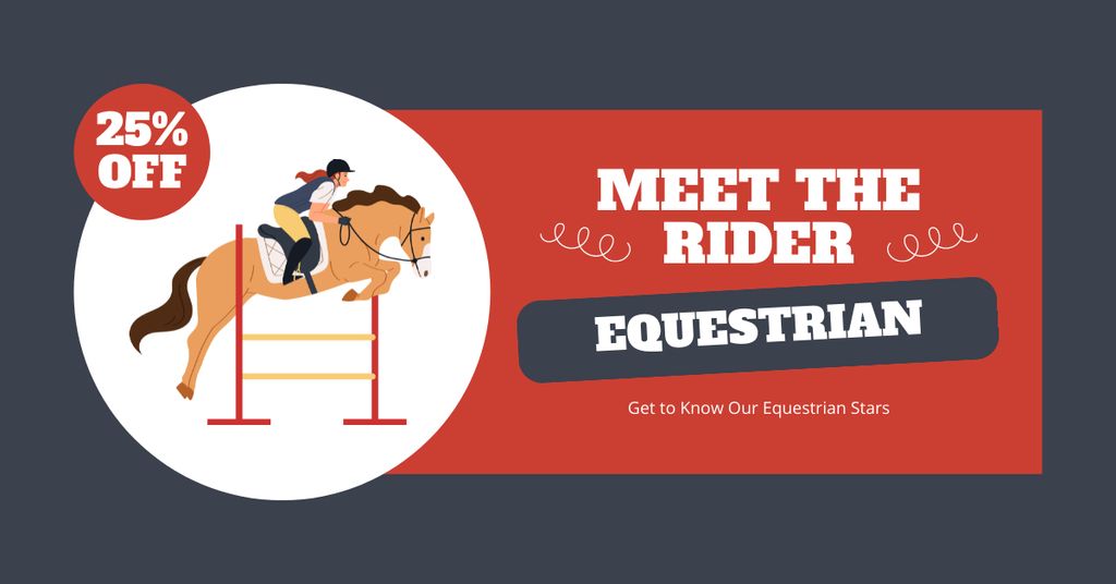 Equestrian Sport Rider Show With Discounts Offer Facebook AD Modelo de Design