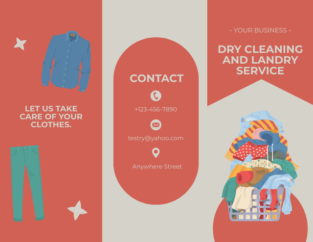 Laundry Services with Clothes in Basket Brochure 8.5x11inデザインテンプレート