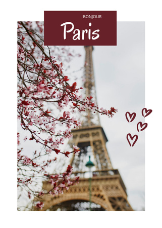 Romantic Tour to Paris Promotion With Architectural View Postcard 5x7in Vertical Design Template