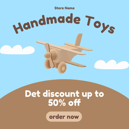 Platilla de diseño Discount on Handmade Toys with Airplane Instagram AD