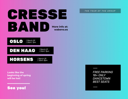 Designvorlage Incredible Band Tour In Spring With Free Parking für Flyer 8.5x11in Horizontal