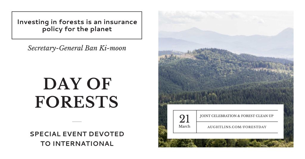 Ontwerpsjabloon van Facebook AD van International Day of Forests with Mountain View