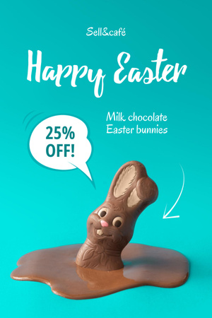 Çikolatalı Tavşan Eritme ile Paskalya İndirimi Reklamı Flyer 4x6in Tasarım Şablonu