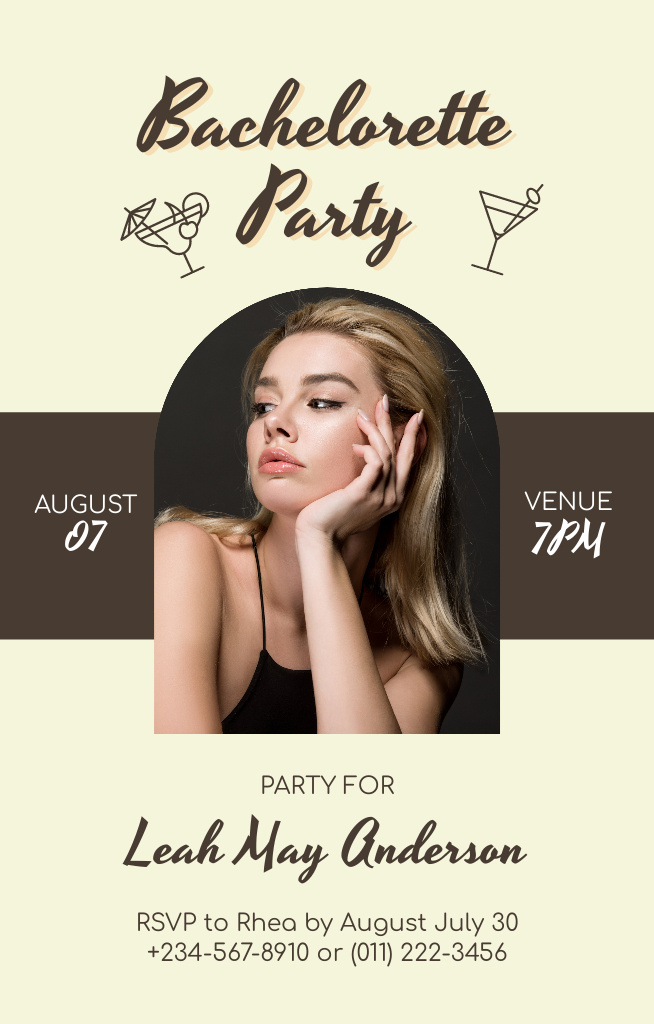Bachelorette Party Announcement's Layout with Photo Invitation 4.6x7.2in Modelo de Design