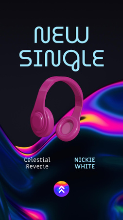 Platilla de diseño New Single Release Ad with 3d Illustration of Headphones Instagram Video Story