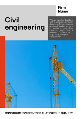 Civil Engineering Services Ad with Crane Flayer Design Template