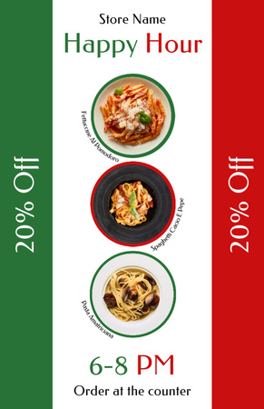 Italian Pasta Discount Announcement on Flag Recipe Card Design Template