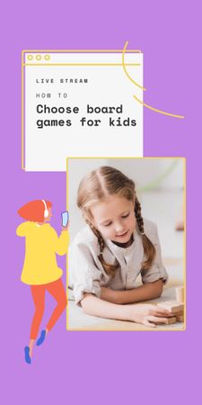 Live Stream about Board Games for Kids Graphic Design Template
