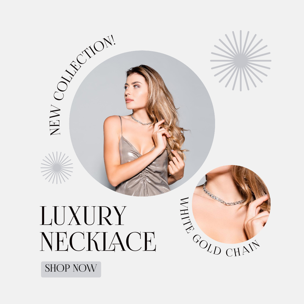 Proposal of New Collection of Luxury Necklaces Instagram Tasarım Şablonu