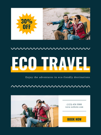 Eco Travel ja Camping Tour Tarjous Poster US Design Template