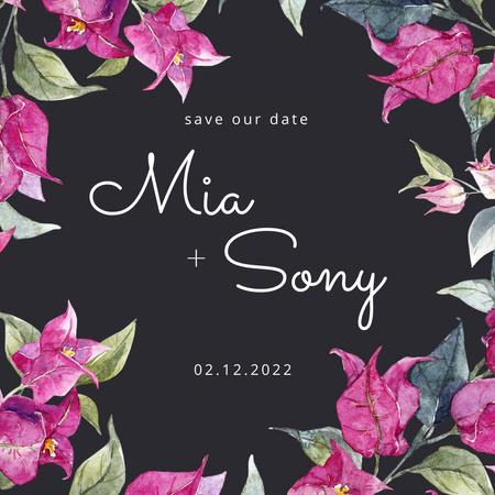 Black and Purple Wedding Invitation Instagram Design Template