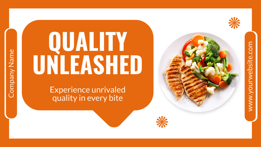 Fast Quality Food Offer with Salad on Plate Title 1680x945px Šablona návrhu