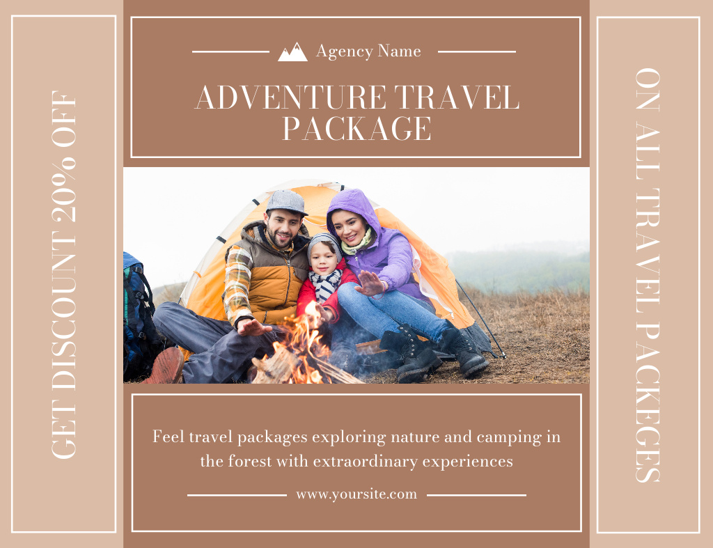 Modèle de visuel Adventures Hiking Tours Package - Thank You Card 5.5x4in Horizontal
