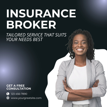 Professional Insurance Broker Offers Free Consultation Animated Post Design Template