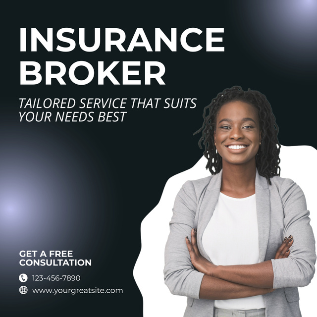 Professional Insurance Broker Offers Free Consultation Animated Post Šablona návrhu