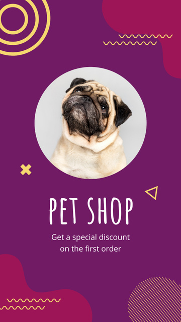 Pet Shop Ad With Special Discount For Order Instagram Story Modelo de Design