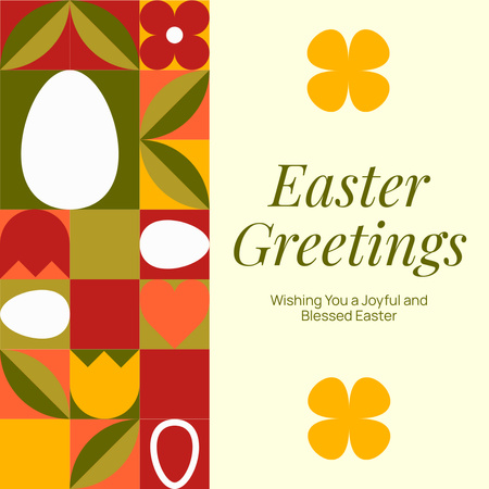 Easter Holiday Greetings with Bright Pattern Instagram Design Template