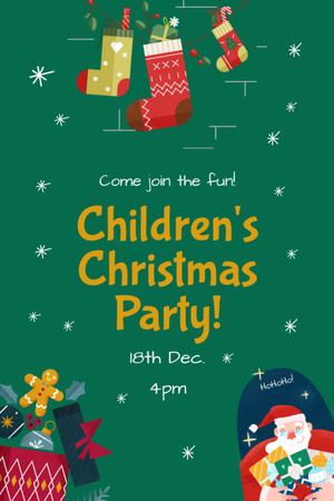 Children's Christmas Party Announcement Invitation 6x9in Design Template