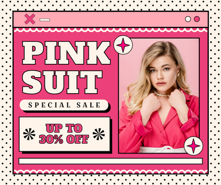 Designvorlage Exquisiter rosafarbener Anzug für Damen im Sonderangebot für Facebook
