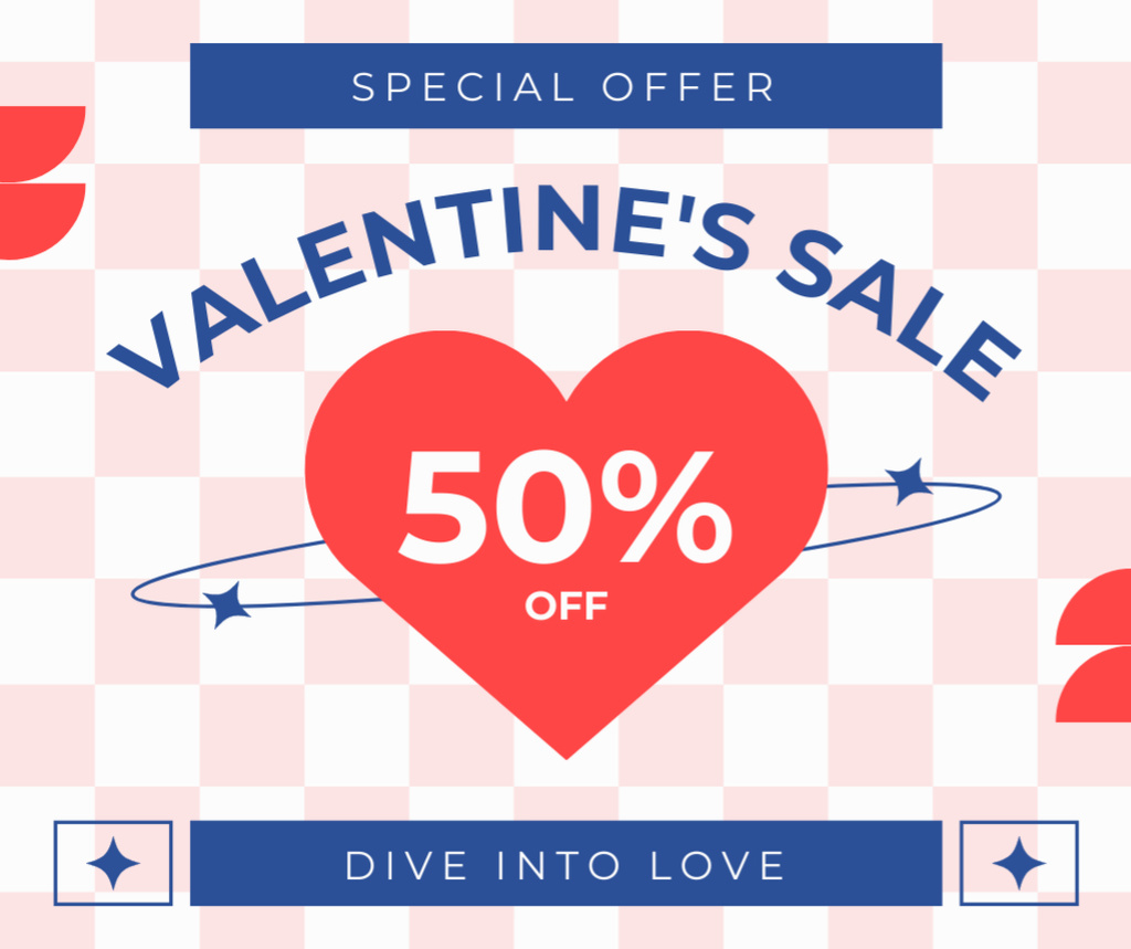 Ontwerpsjabloon van Facebook van Special Offer Due Valentine's Day With Big Discounts