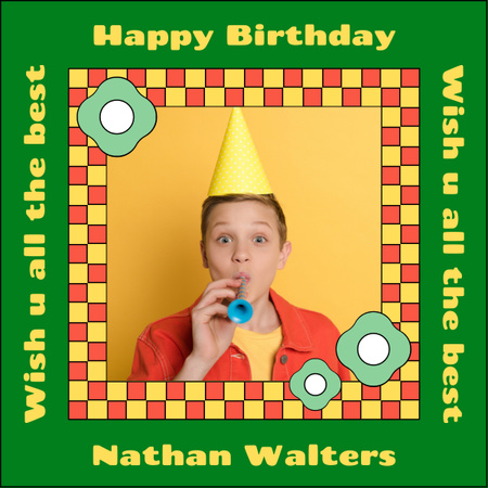 Bright Green and Yellow Birthday Wishes LinkedIn post Design Template