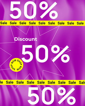 Ontwerpsjabloon van Instagram Post Vertical van Sale Announcement with Discount in Purple