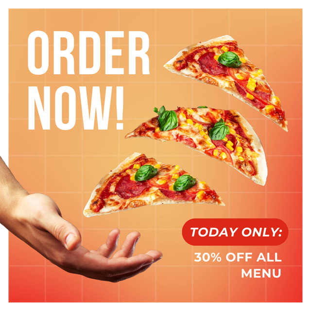 Ontwerpsjabloon van Animated Post van Best Deals On Pizza In Fast Restaurant Offer