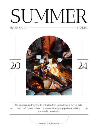 Tourists Frying Marshmallows on Bonfire Poster US – шаблон для дизайну